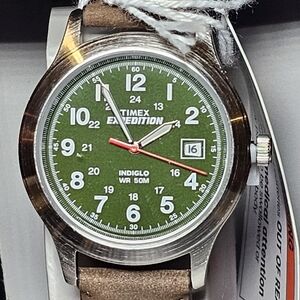 Timex Expedition Green Dial Brown Strap Field Watch 39mm